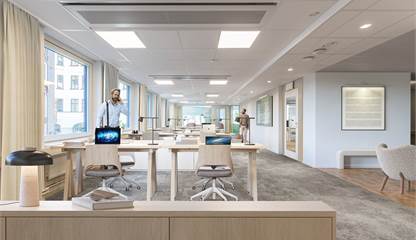 Visionsbild kontorslandskap mot Brahegatan Humlegårdsgatan 20