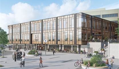 Tillbyggnad, vy från busstorget Mörby Centrum