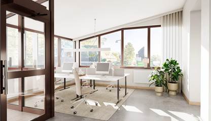 En glimt av lokalens potential efter anpassning – anpassad för en modern arbetsmiljö. Industrivägen 6E