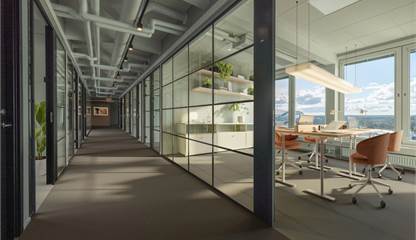 Alternativ kontor i mittdel med synliga installationer Arenavägen 41